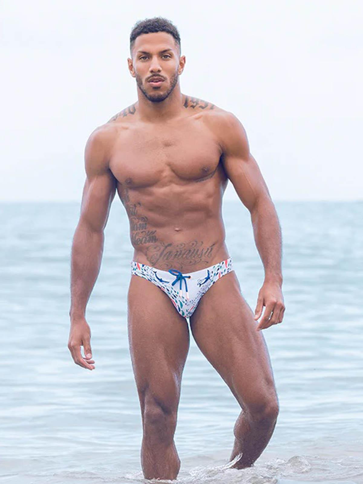 2Eros Print Swim Briefs V20 Swimwear Seascape White - Size: M