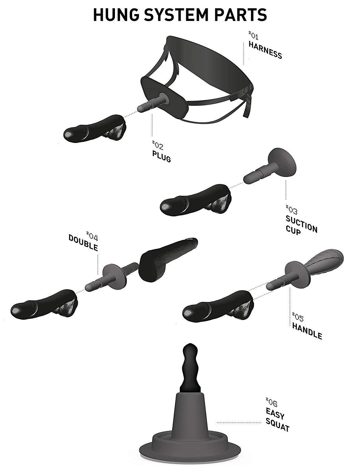 Hung System Butt Plug Rolling, 24 cm, Black