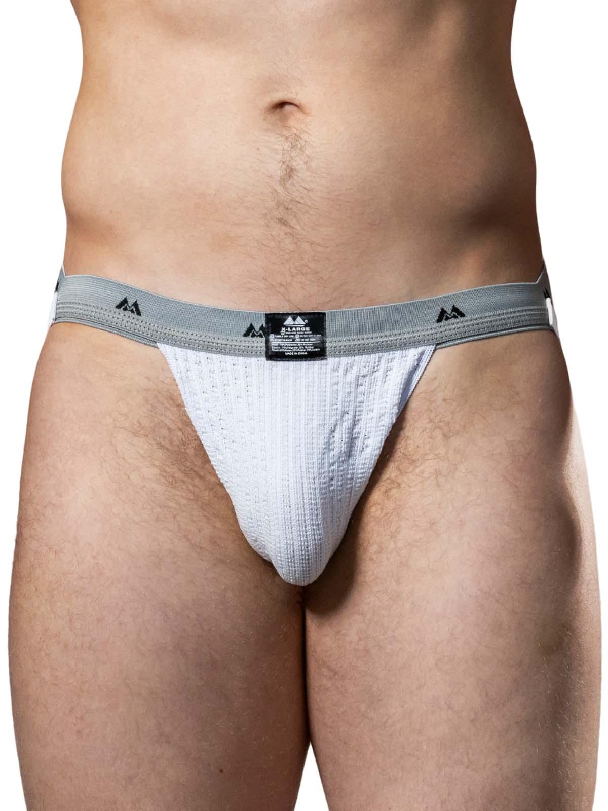 MM The Original Swimmer/Jogger Jockstrap Underwear White/Grey - Size: L