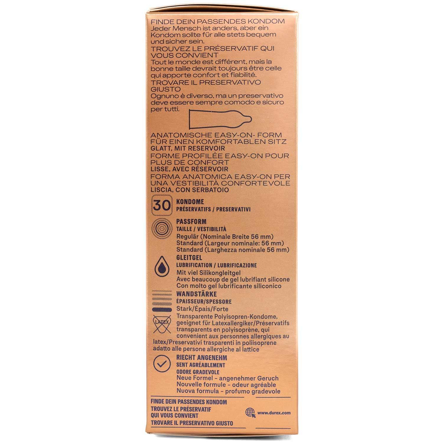 Durex Natural Feeling Condoms 30 pcs, Latex Free, with Reservoir, Ø 56mm, 200mm
