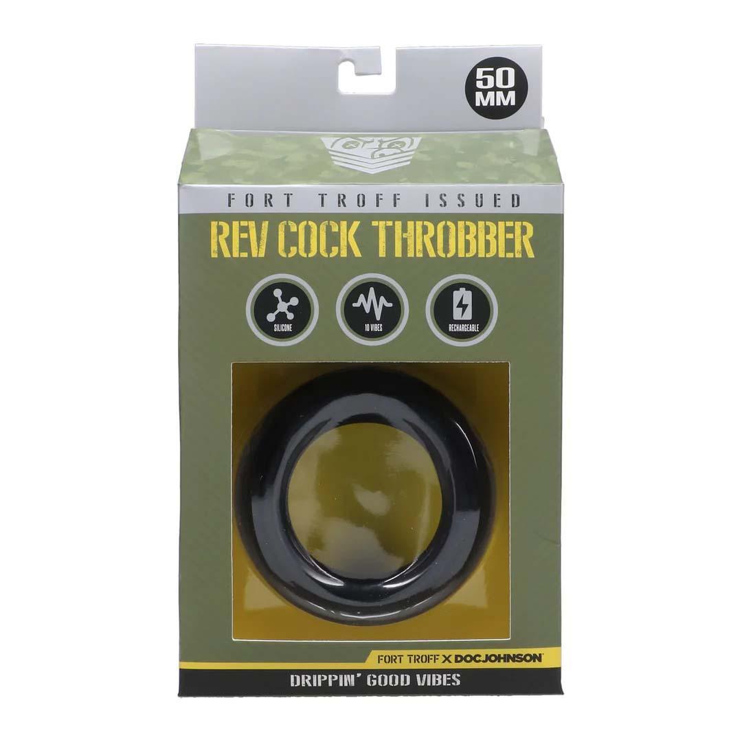Doc Johnson, Rev Cock Throbber - Vibrating Cockring - Large, 5 cm - Black