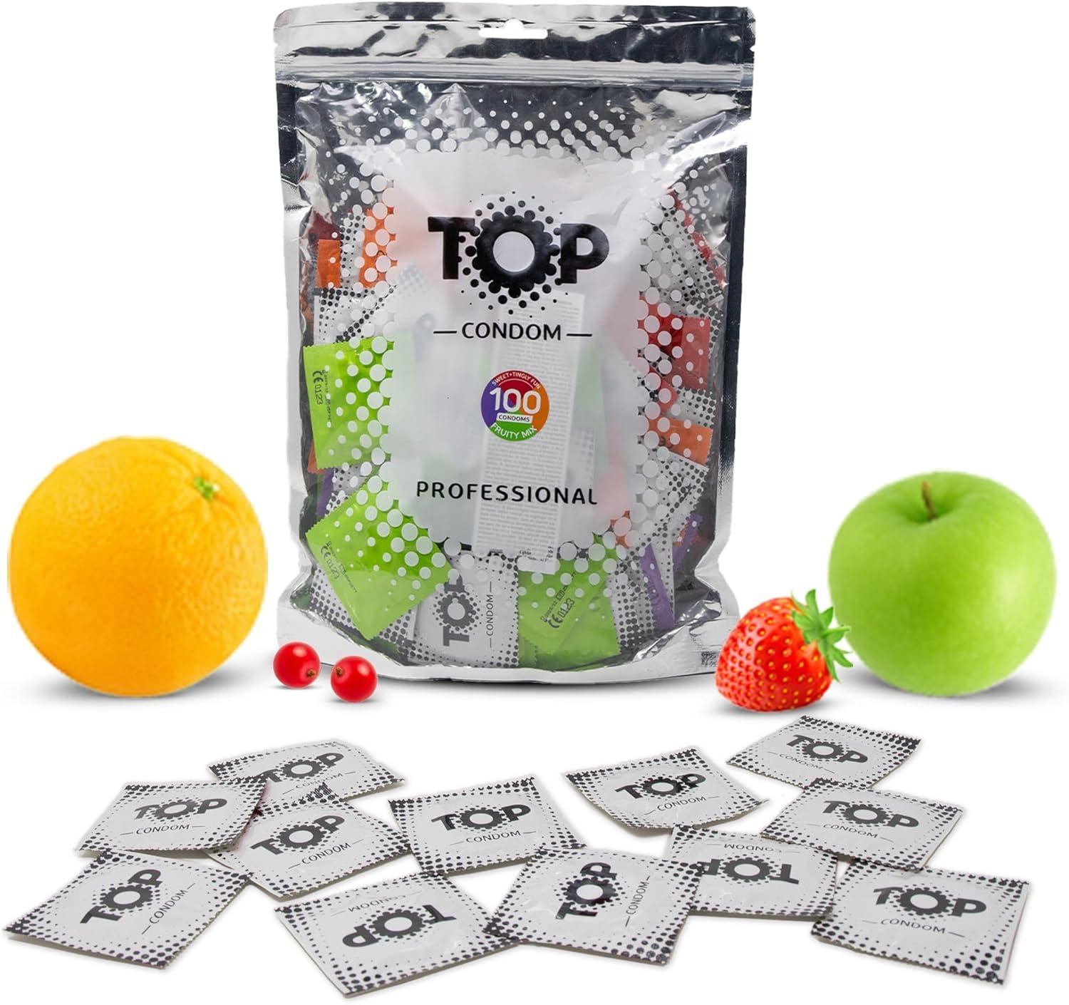 TOP Condoms Fruity Mix: Fruity Basket - Sweet and Tingly Fun, Packs of 100