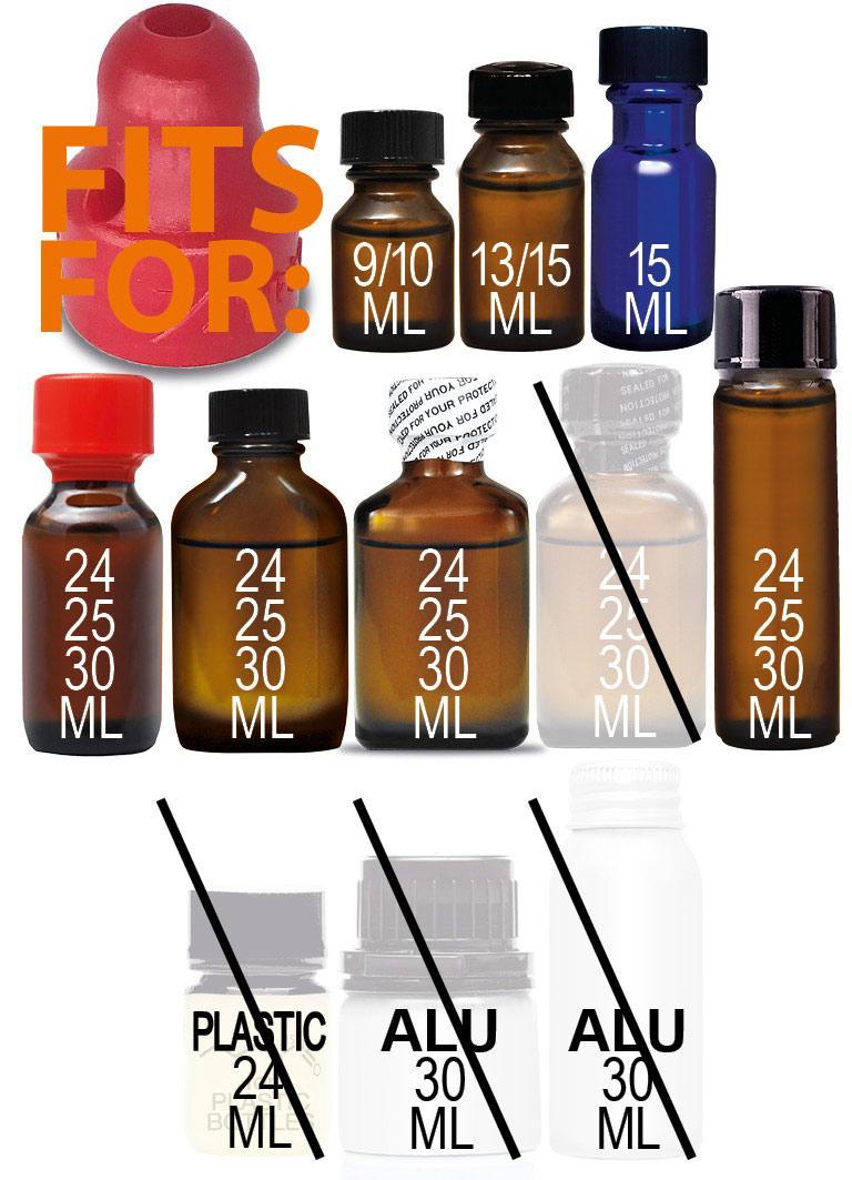 XTRM Small Solo, Poppers Inhaler for Most Bottles, Red, Ø 2 cm (0,8 in)