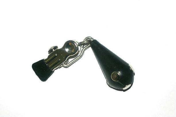 Nipple Clamp with Weight, Metal &amp| Leather, 200 g (7,05 oz)