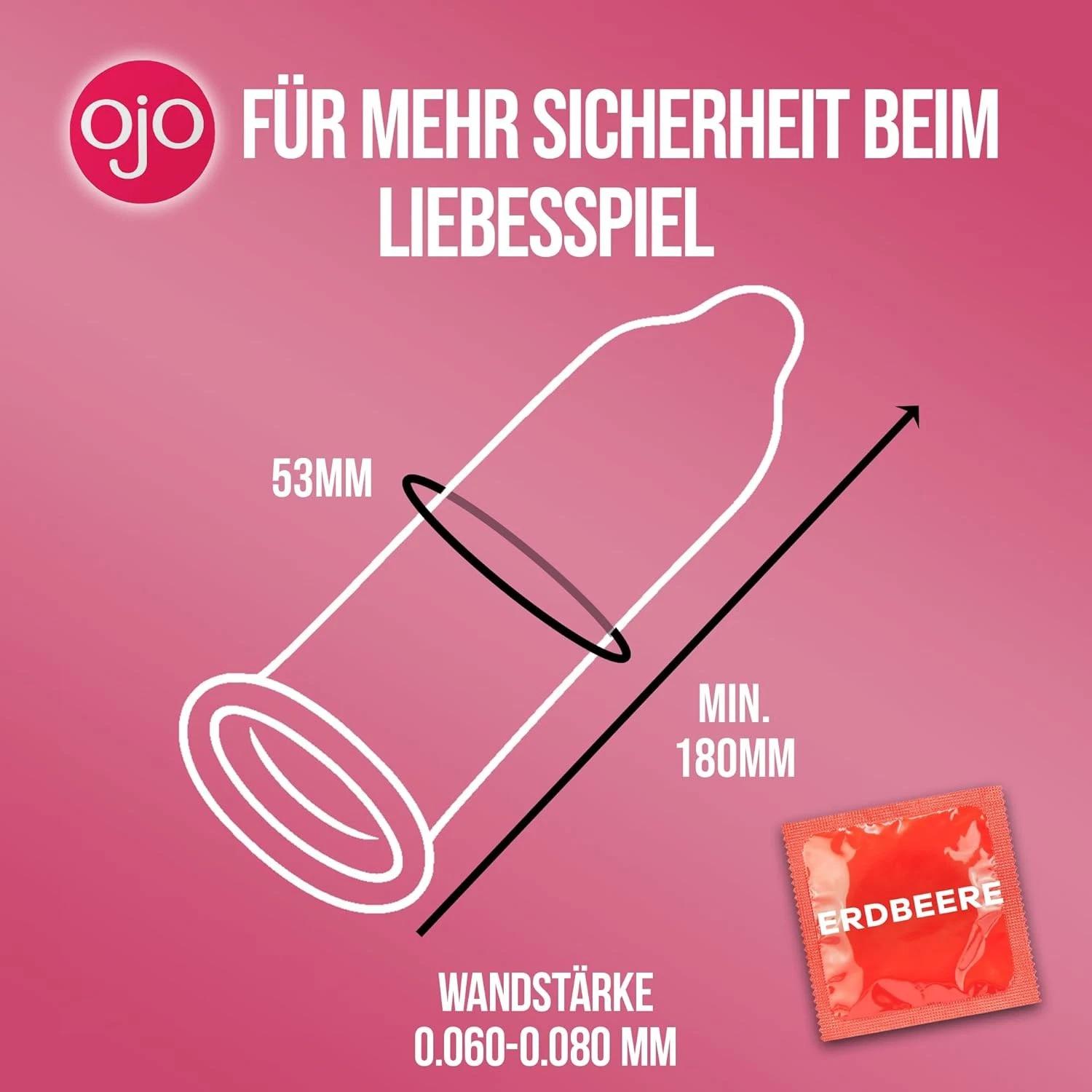 OJO Red Condoms: Strawberry Rush, Packs of 100