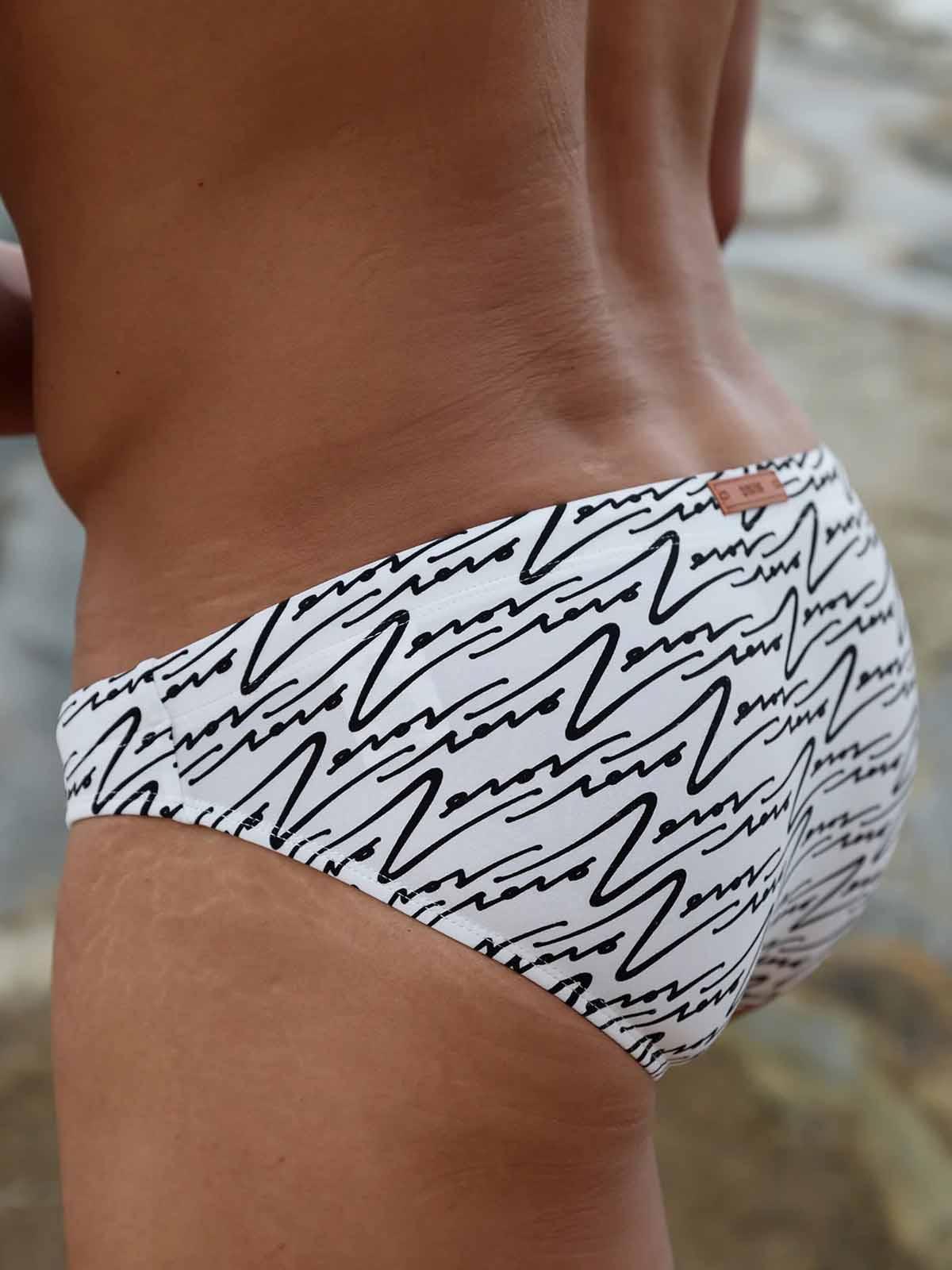 2Eros V20 Signature Print Swim Brief B&W - Size: M