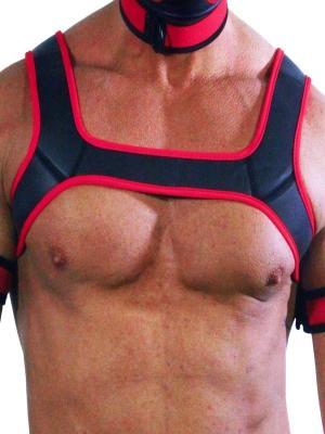 RudeRider Neoprene Harness Black/Red, L size