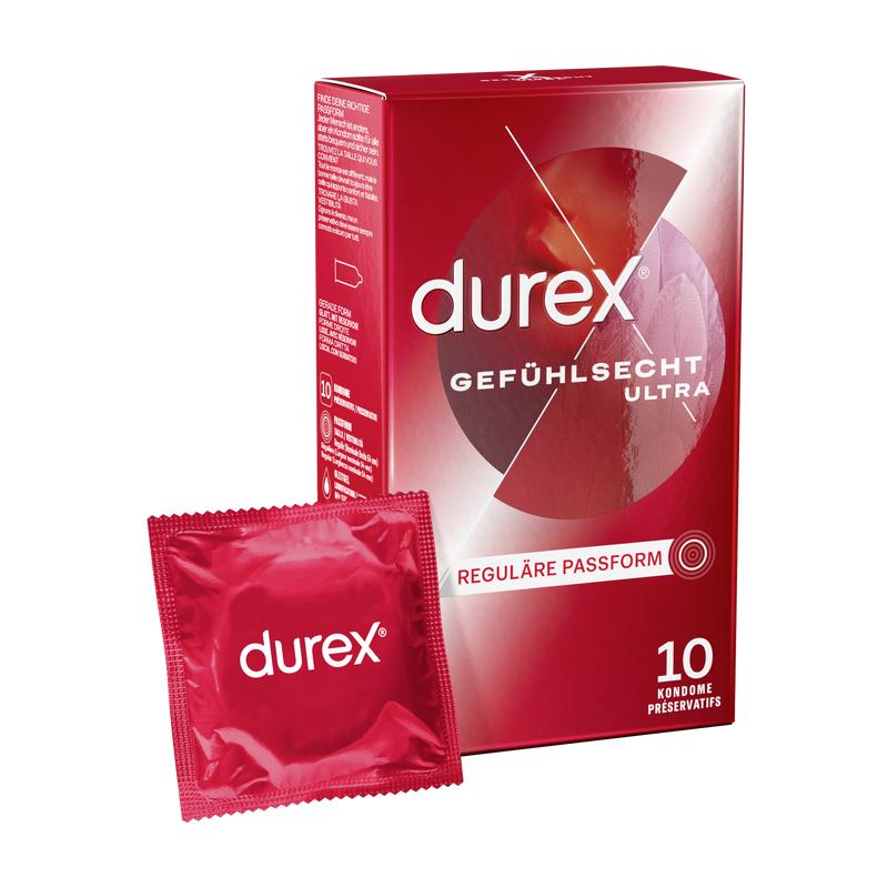 Durex Gefühlsecht Ultra, Condoms 10pcs, with Reservoir, Ultra Thin, Ø 54mm