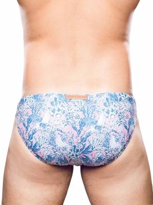 2Eros Print Swim Briefs V20 Swimwear Coral Teal - Size: L