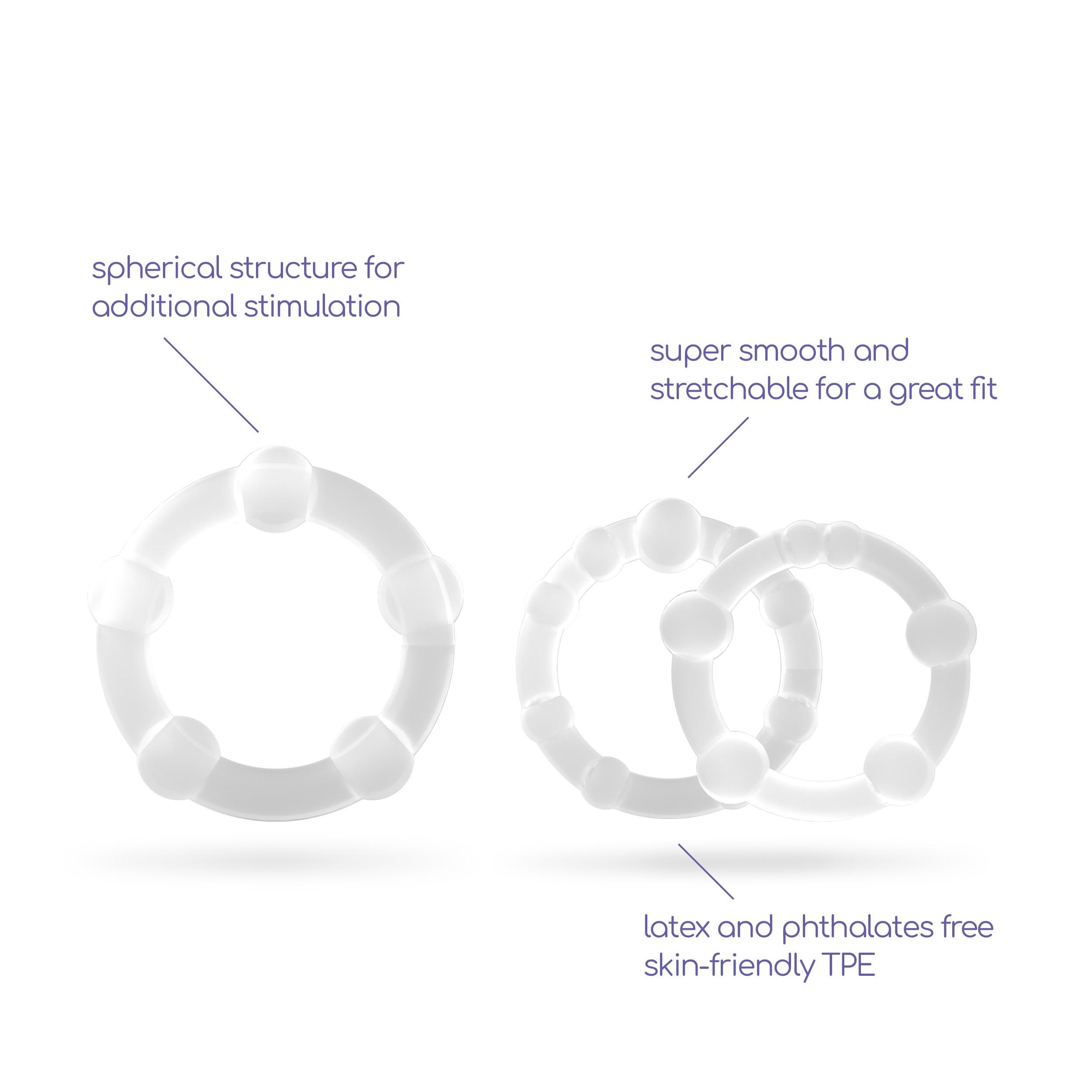 Triple Bead Cockring Set Clear Crushious