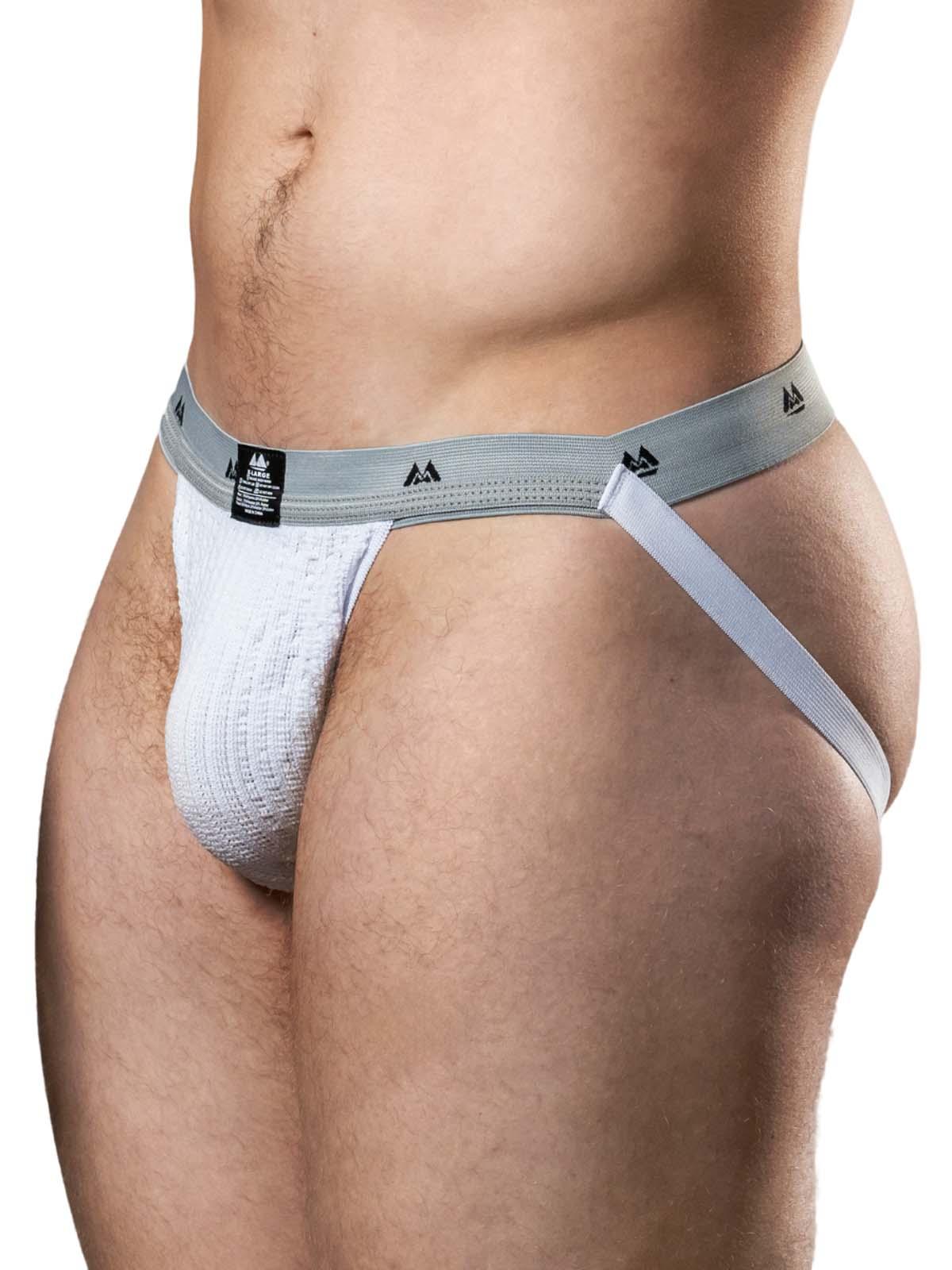 MM The Original Swimmer/Jogger Jockstrap Underwear White/Grey - Size: L
